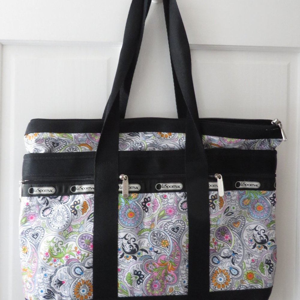 Le Sportsac Pastel Paisley Zippered Tote Bag
